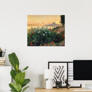 Póster Monet - Argenteuil, Flores en la Orilla del Río