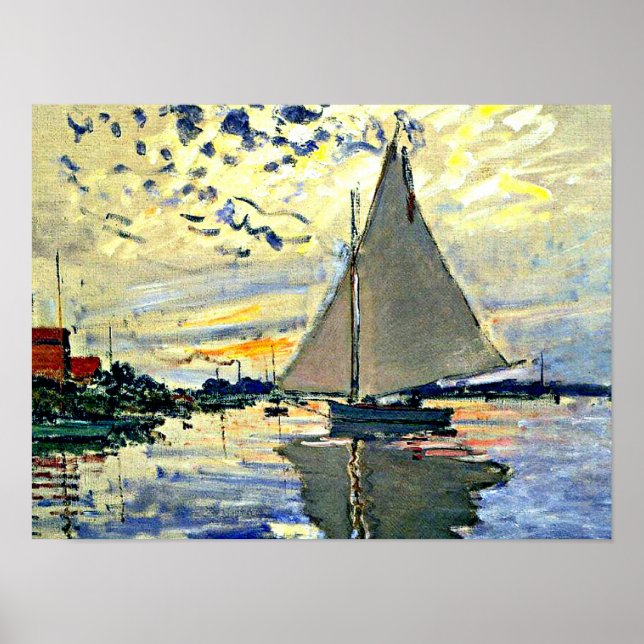 Póster Monet - Barco de vela en Le Petit Gennevilliers (Frente)