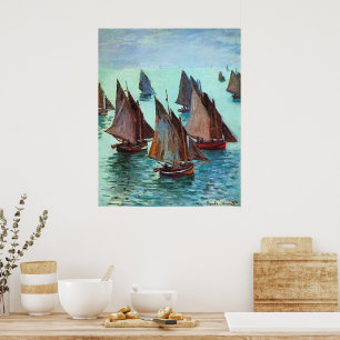 Póster Monet - Barcos de pesca, Mar tranquilo,