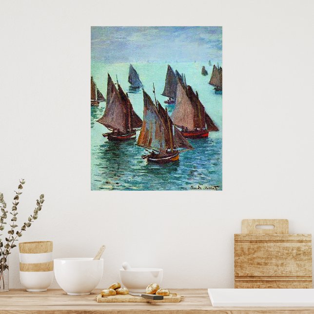 Póster Monet - Barcos de pesca, Mar tranquilo, (Cocina)