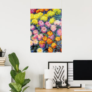 Póster Monet - Cama de crisantemos,