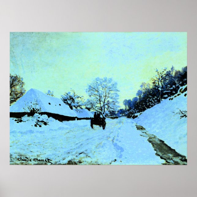 Póster Monet - Carro en la nieve (Frente)