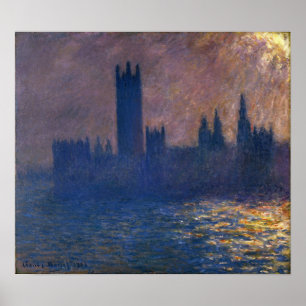 Póster Monet - Casas Del Parlamento Efecto De La Luz Del 