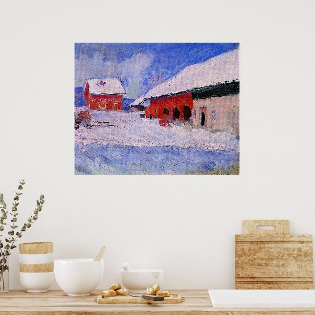 Póster Monet - Casas rojas en Bjornegaard (Cocina)