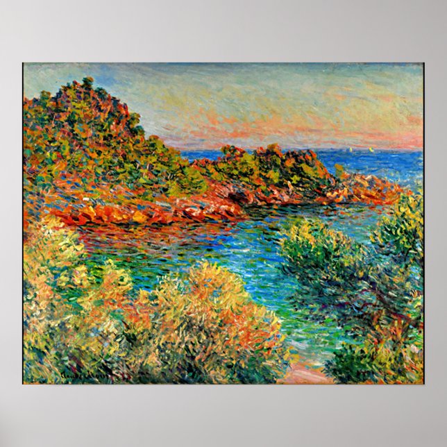 Póster Monet - Cerca de Monte Carlo, famoso cuadro, (Frente)