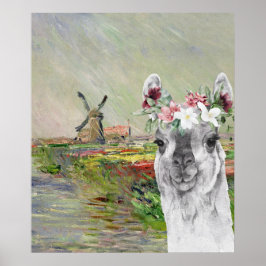 Póster Monet Champ Tulipes y Fancy Llama
