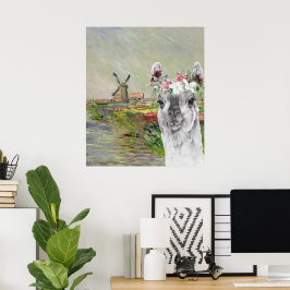 Póster Monet Champ Tulipes y Fancy Llama