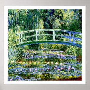 Póster Monet - charca del lirio de agua y puente japonés