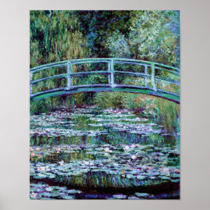 Póster Monet - charca del lirio de agua y puente japonés