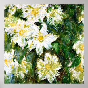 Póster Monet - Clematis blancos, famoso cuadro floral