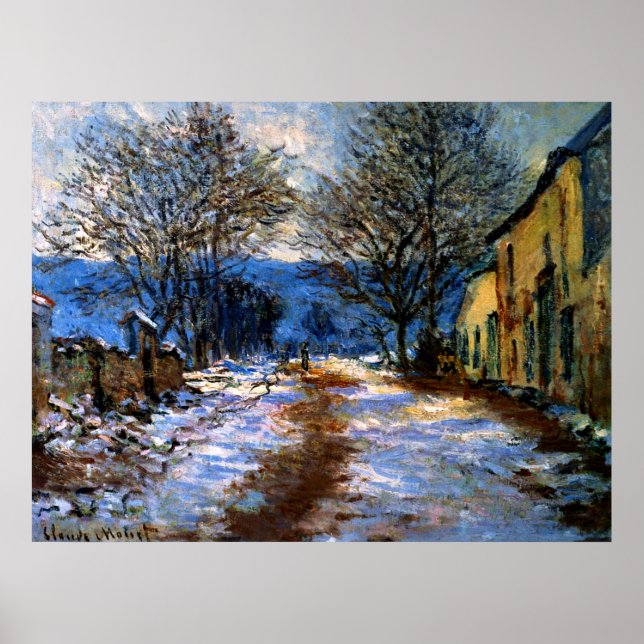 Póster Monet - Efecto de la nieve en Limetz (Frente)