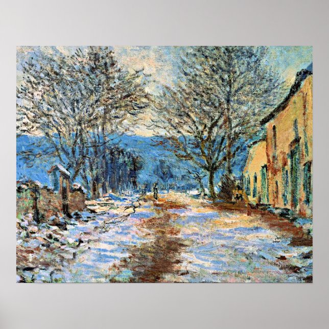 Póster Monet: Efecto de nieve en Limetz (Frente)