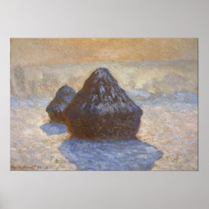 Póster Monet - Efecto Nieve de Haystacks