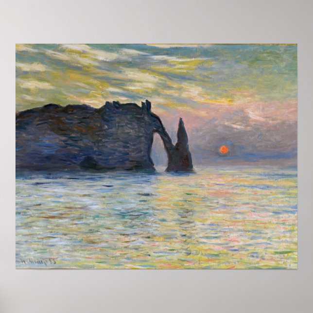 Póster Monet - El Manneport, Acantilado en Etretat, Puest (Frente)
