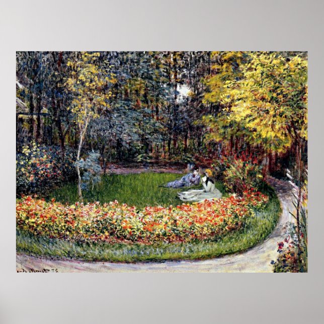 Póster Monet - En el jardín, famoso cuadro (Frente)