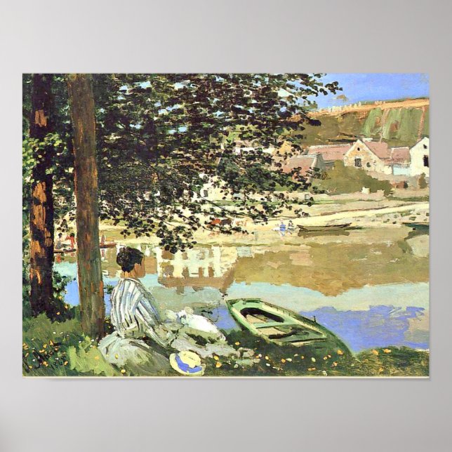 Póster Monet - Escena del río en Bennecourt, bóveda vinta (Frente)