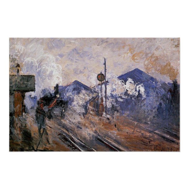 Póster Monet - Estación de Saint-Lazare, pista de salida, (Anverso)