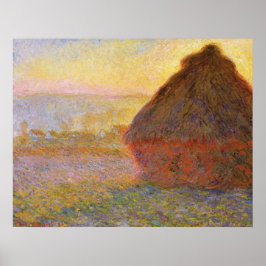 Póster Monet - Haystacks at Sunset - Impresionista