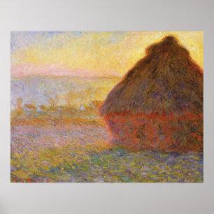 Póster Monet - Haystacks at Sunset - Impresionista