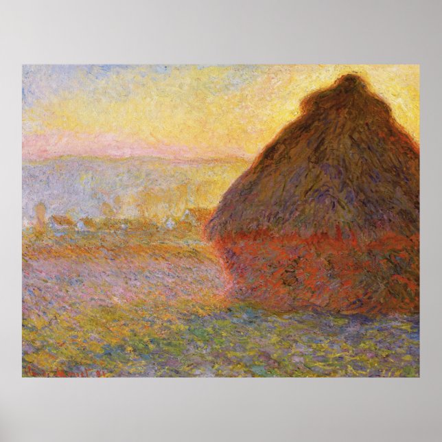 Póster Monet - Haystacks at Sunset - Impresionista (Frente)
