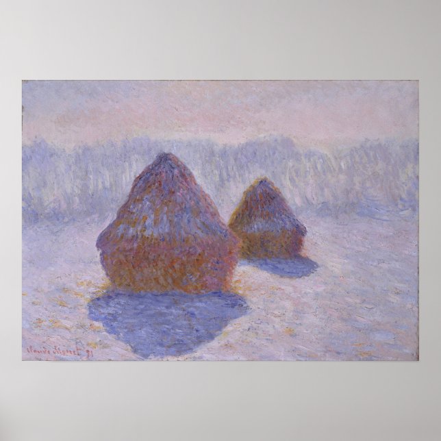 Póster Monet - Haystacks (Efecto de la Nieve y el Sol) 18 (Frente)