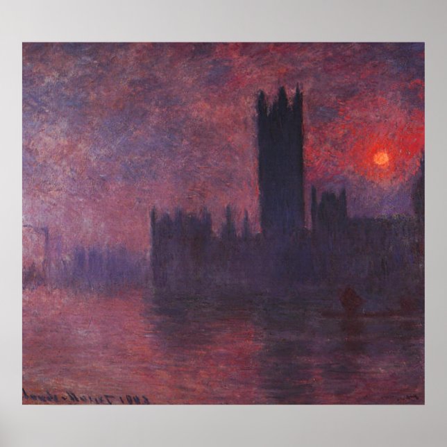 Póster Monet Houses of Parliament at Sunset Poster (Frente)