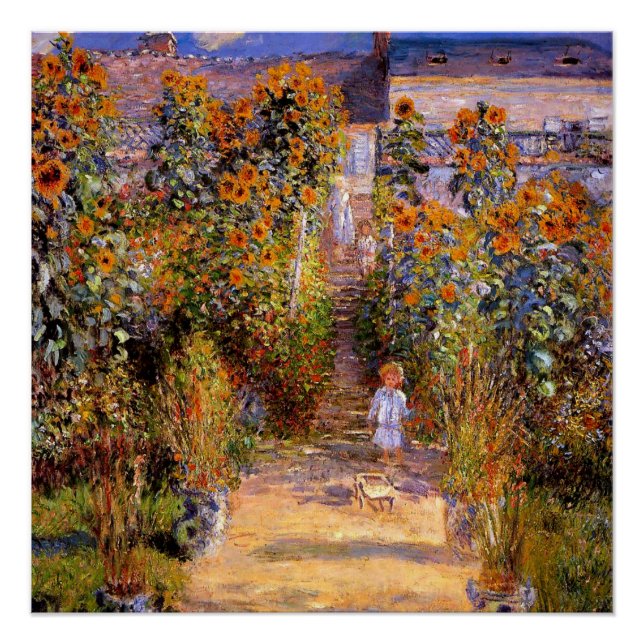 Póster Monet - Jardín de Monet en Vetheuil (Anverso)
