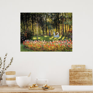 Póster Monet - La familia del artista en el jardín