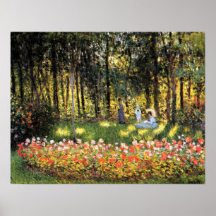 Póster Monet - La familia del artista en el jardín