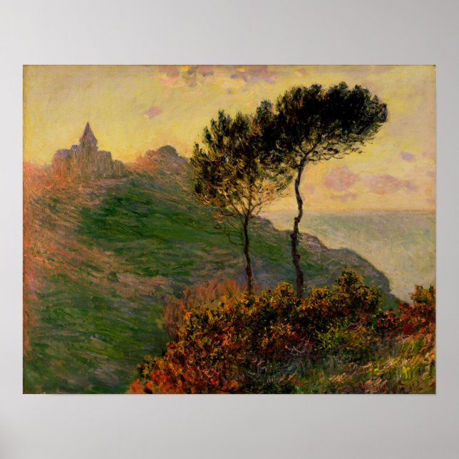 Póster Monet - La Iglesia De Varengeville 1882 (Frente)