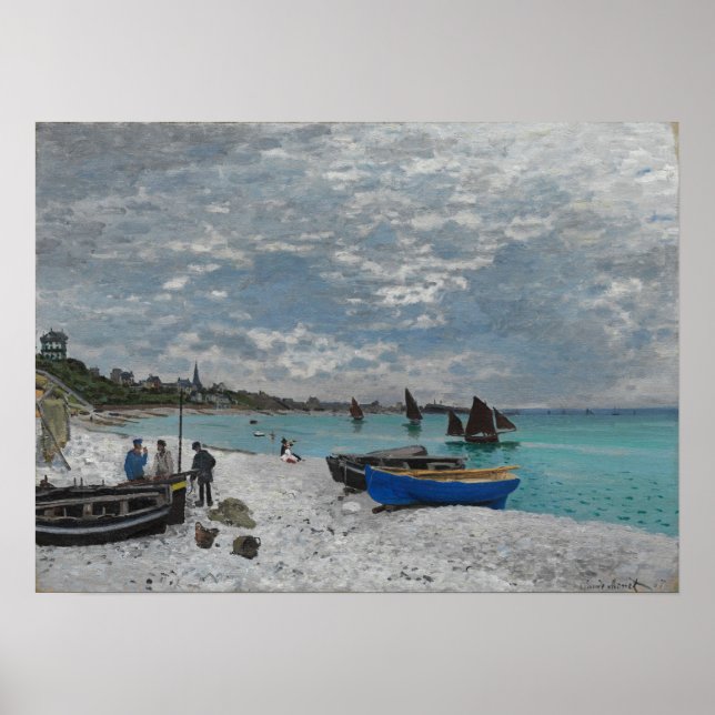 Póster Monet - La playa en Sainte Adresse (Frente)