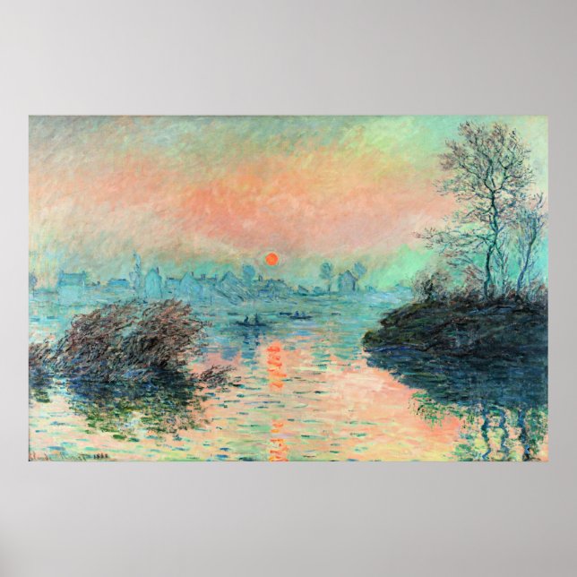 Póster Monet - La puesta del sol en el Sena (Frente)