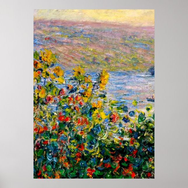 Póster Monet - Lámparas de flores en Vetheuil (Frente)
