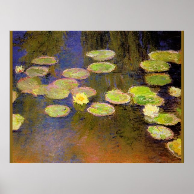 Póster Monet - Lilies de agua (amarillo), pintura popular (Frente)