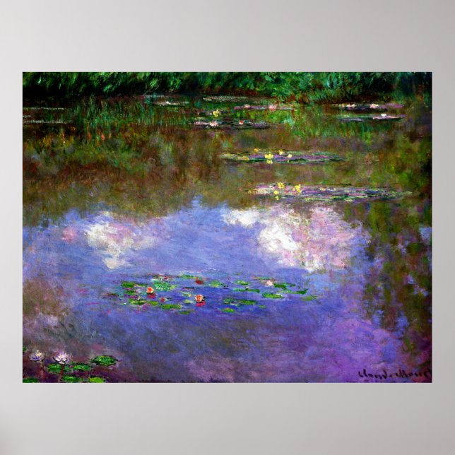 Póster Monet - Lilies de agua, las nubes (Frente)