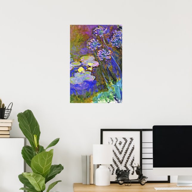 Póster Monet - Lilies de Agua y Agapanthus (Oficina en casa)
