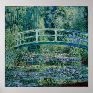 Póster Monet - Lilis de agua y puente japonés