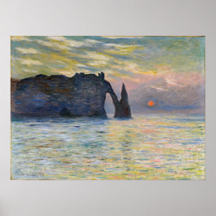Póster Monet - Manneport, acantilado en Etretat, Sunset