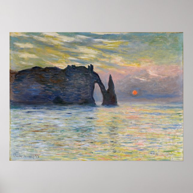 Póster Monet - Manneport, acantilado en Etretat, Sunset (Frente)
