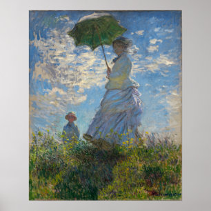Póster Monet - Mujer con un parasol, Madame Monet y su hi