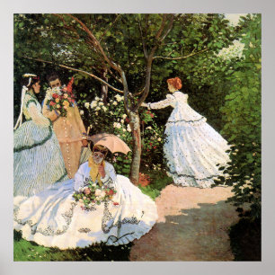 Póster Monet - Mujeres en el jardín