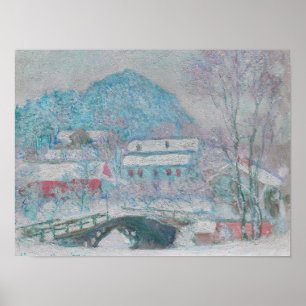 Póster Monet - Noruega, aldea Sandviken en la nieve