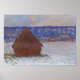 Póster Monet - Pila de Trigo (Efecto de Nieve Día Nublado