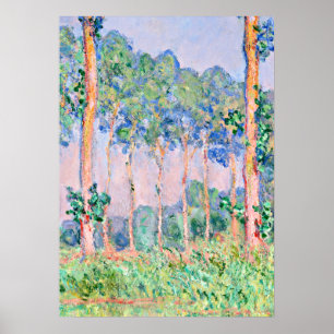 Póster Monet - Poplares, efecto rosa