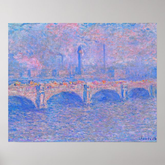 Póster Monet - Puente Waterloo, Efecto de la luz solar, (Frente)