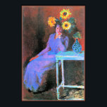 Póster Monet - Retrato de Suzanne Hoschede<br><div class="desc">Retrato de Suzanne Hoschede con girasoles,  famoso cuadro de Claude Monet.</div>