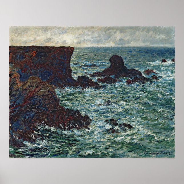 Póster Monet - Rocas En Port Coton La Roca León 1886 (Frente)