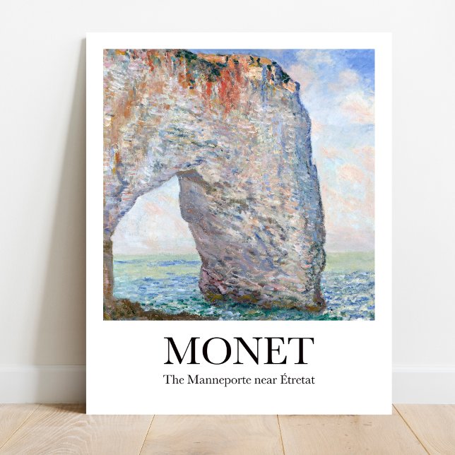 Póster Monet The Manneporte cerca de Étretat Poster (Monet's "Manneporte near Étretat" poster: Normandy cliffs in vibrant Impressionist colors)