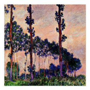 Póster Monet - Tres árboles en clima gris