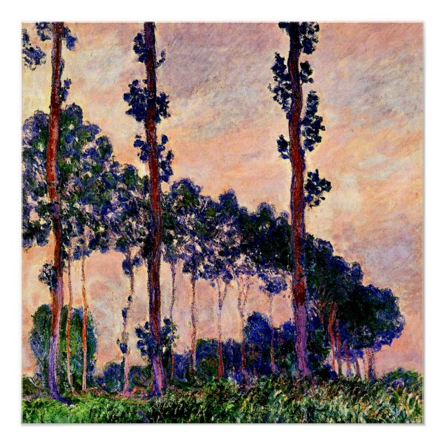 Póster Monet - Tres árboles en clima gris (Anverso)